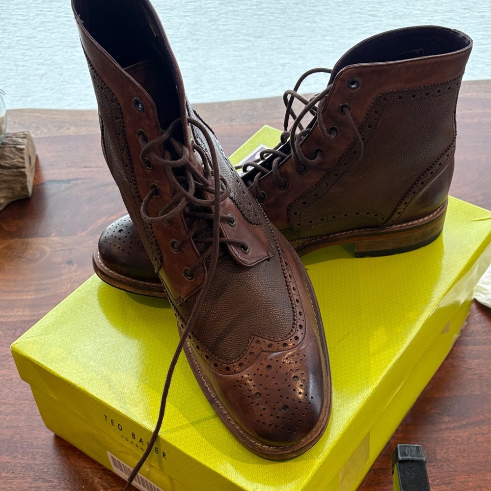 Ted Baker Dark Brown Leather Lace-Up Boots